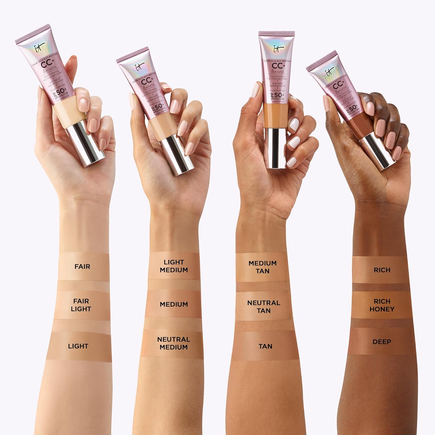IT Cosmetics CC+ Cream Illumination - Full-Coverage Foundation With SPF 50, Color Corrector & Anti-Aging Serum, Formulated With Niacinamide & Hyaluronic Acid, Radiant Finish, 1.08 fl oz - Image 4
