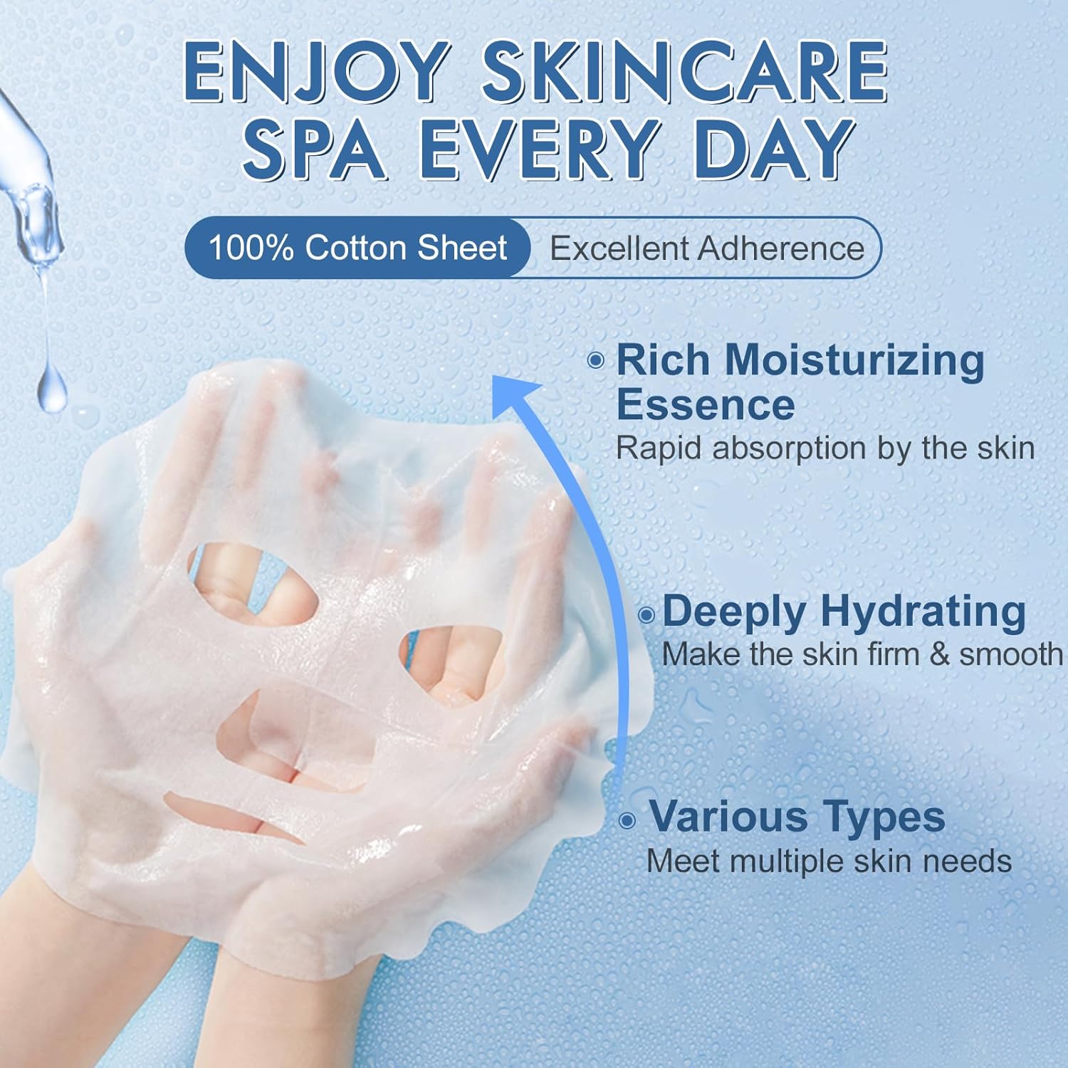 14 Pack Sheet Face Masks Skincare for All Skin Types, Hydrating Face Masks Suitable for Sensitive Skin, Bulk Facial Mask Set for Women Skin Care, Face Mask Gifts Set for Face Spa - Image 3
