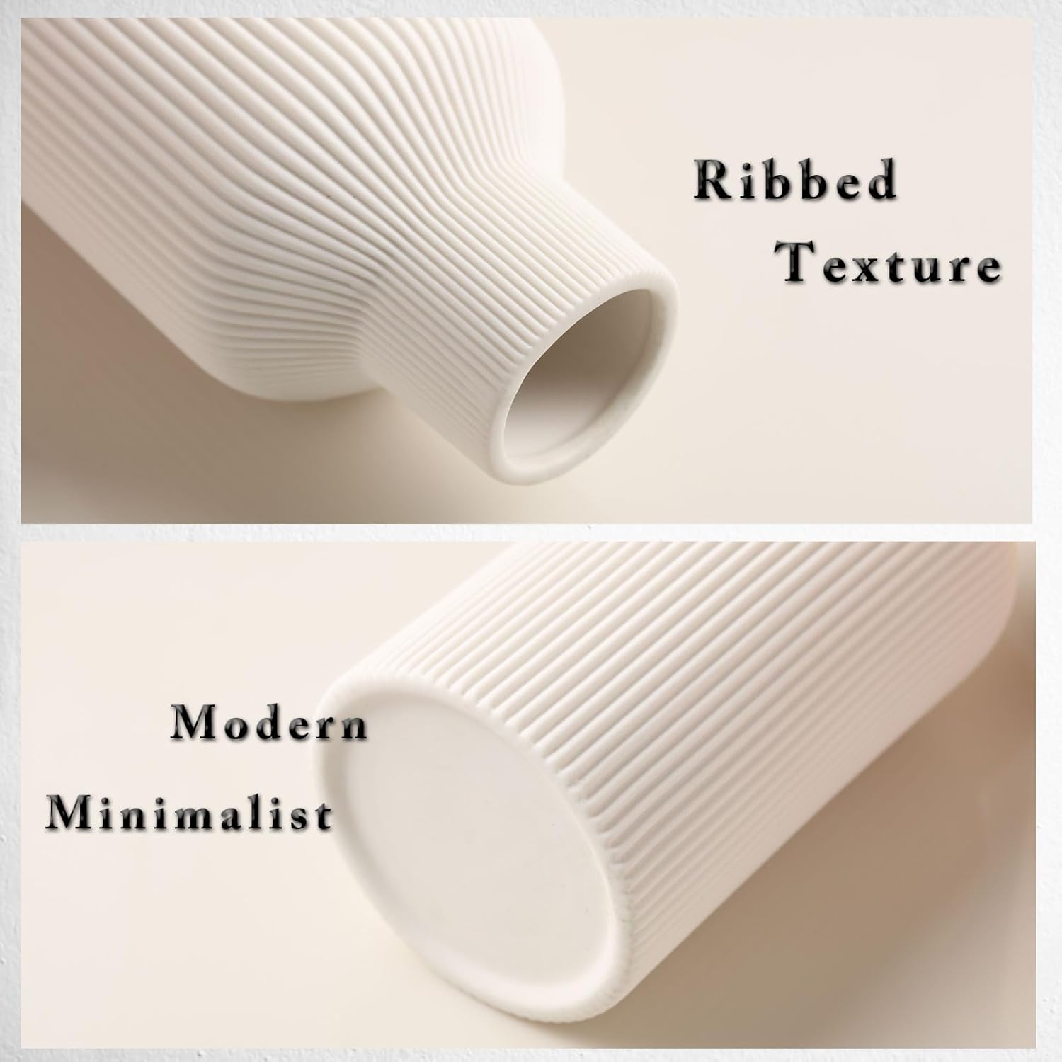 White Ceramic Flower Vase,Minimalist Modern Home Decoration,Small Pampas Grass Vases for Decor,Table,Shelf Bookshelf Decorative,Mantel,Entryway Decor and Centerpieces(8 in) - Image 4