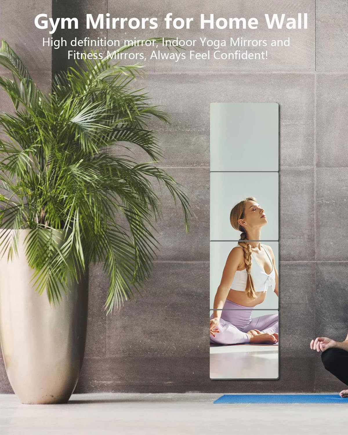 Unbreakable Full Body Mirror Tiles, 4PCS 10”x10” Stick on Mirrors for Wall, Toddlers Mirror Full Length for Kids Bedroom, Plastic Gym Frameless Door Mirrors Wall Decor - Image 8