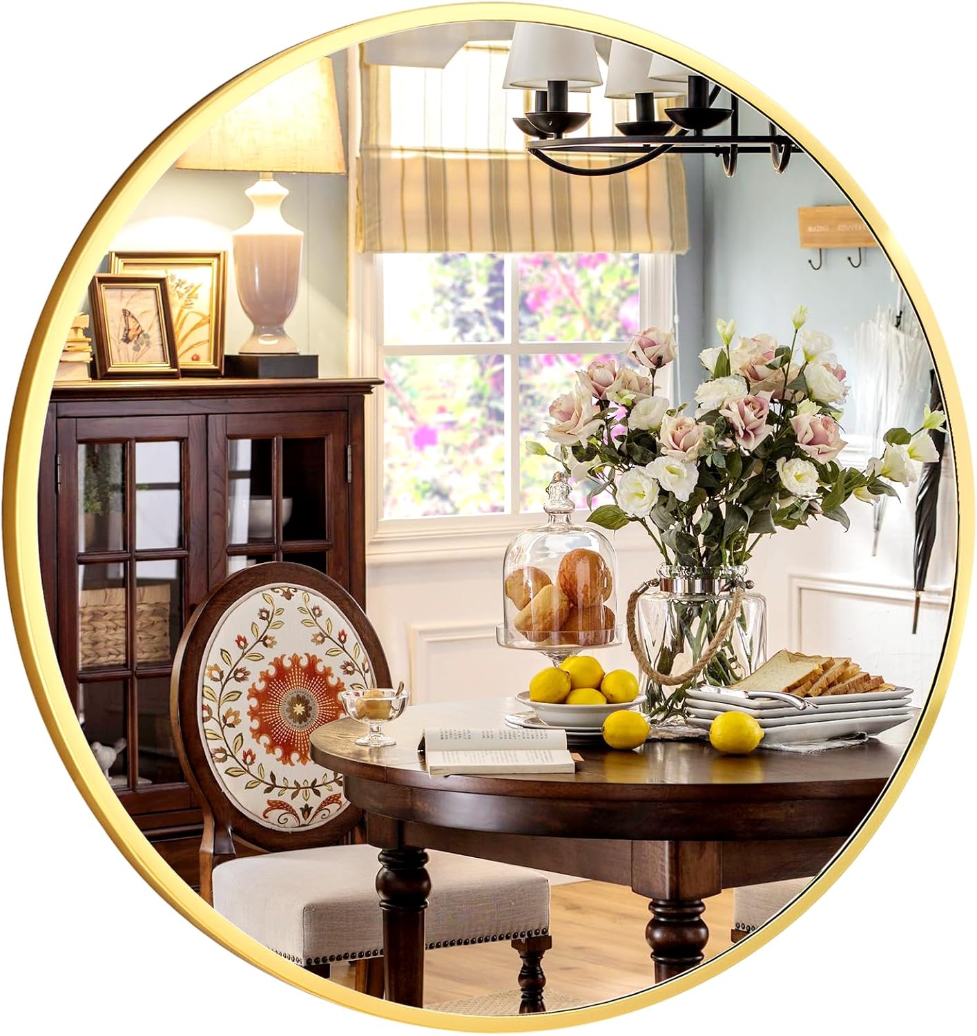 30 Inch Round Mirror - Circle Mirrors for Bathroom, Entryway and Living Room Wall Decor, Modern Hanging Vanity Mirror, Matte Gold Circle Decorative Wall Mirror - Image 4