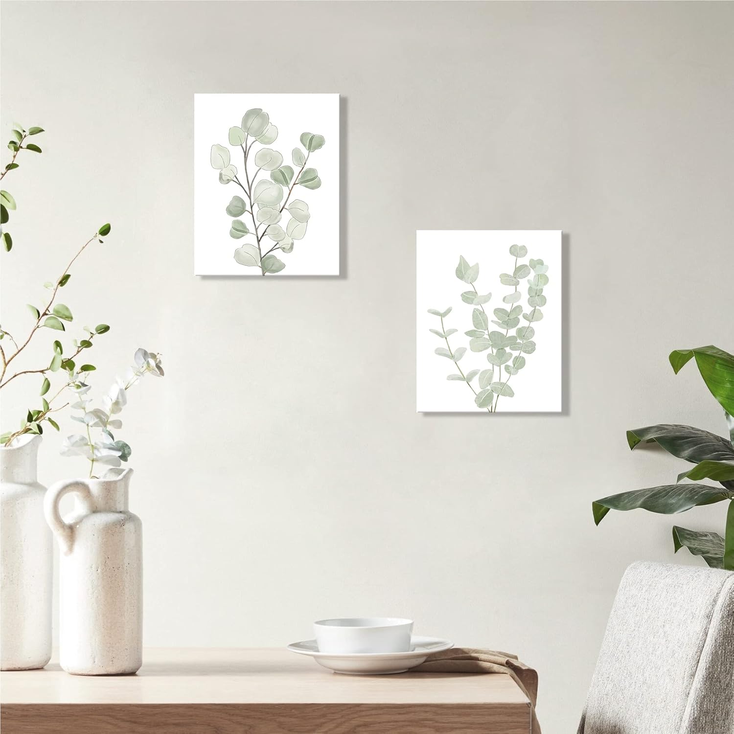 FRAMED Botanical Plant Canvas Wall Art,Boho Plant Wall Decor for Bedroom,Minimalist Floral Prints for Living Room,Light Green Botanical Art Painting for Office,Set of 4,8”x 10” - Image 4