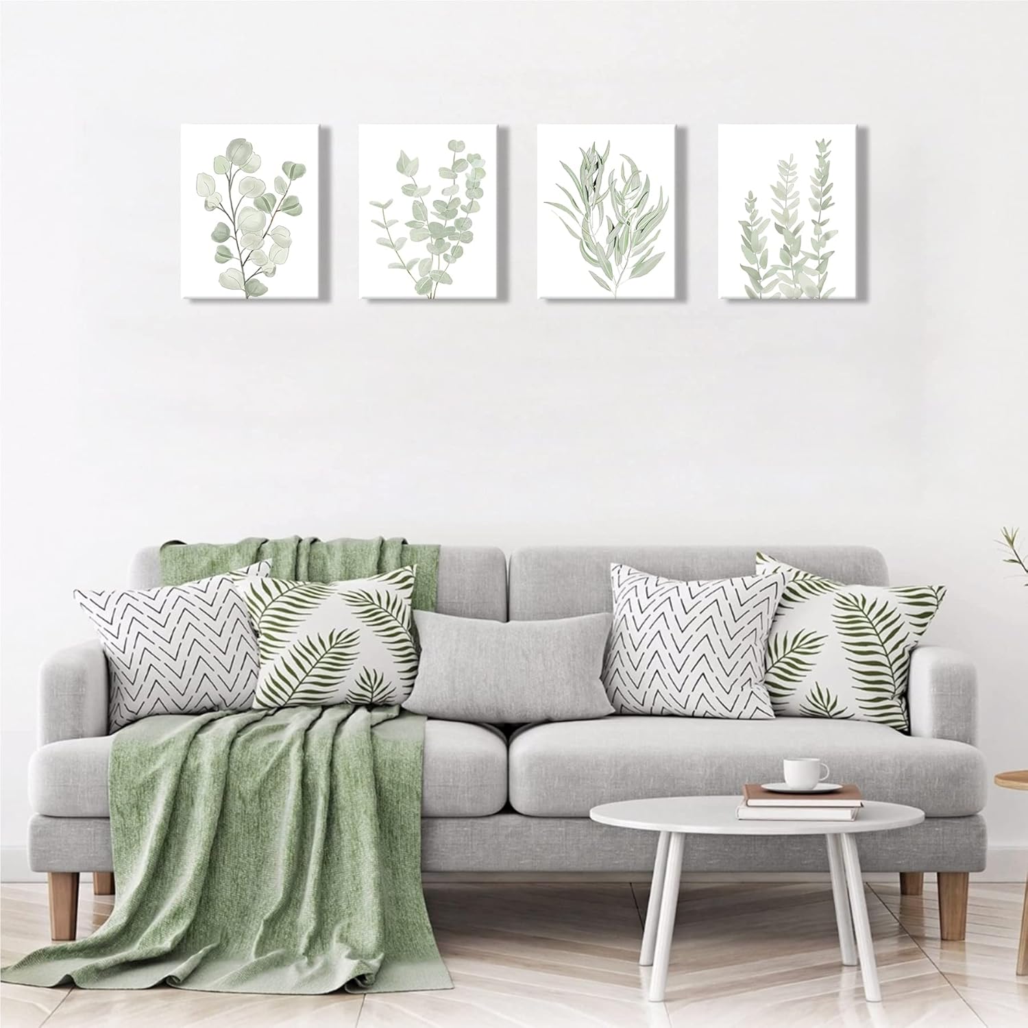 FRAMED Botanical Plant Canvas Wall Art,Boho Plant Wall Decor for Bedroom,Minimalist Floral Prints for Living Room,Light Green Botanical Art Painting for Office,Set of 4,8”x 10” - Image 5