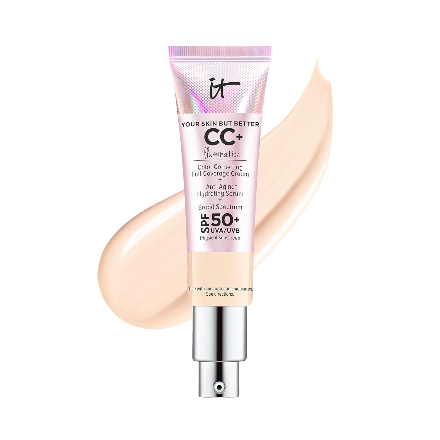 IT Cosmetics CC+ Cream Illumination - Full-Coverage Foundation With SPF 50, Color Corrector & Anti-Aging Serum, Formulated With Niacinamide & Hyaluronic Acid, Radiant Finish, 1.08 fl oz - Image 2