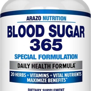 arazo nutrition blood sugar 365 supplement – supports healthy energy levels 120 herbal pills 60 day supply