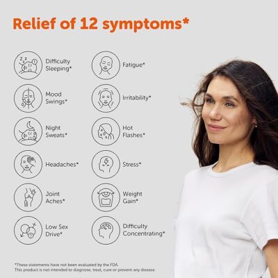 amberen: safe multi symptom menopause relief. clinically shown to relieve 12 menopause symptoms: hot flashes, night sweats, mood swings, low energy and more, 3 month supply