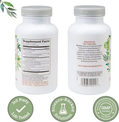 quantum health super lysine+ / advanced formula lysine+ immunsupport with vitamin c, echinacea, licorice, propolis, odorless garlic (180 tablets), packaging may vary