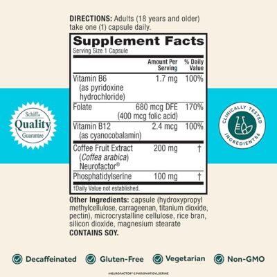neuriva plus brain supplement for memory and focus clinically tested nootropics for concentration for mental clarity, cognitive enhancement vitamins b6, b12, phosphatidylserine 30 capsules
