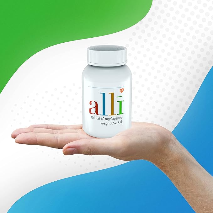 alli weight loss diet pills, orlistat 60 mg capsules, non prescription weight loss aid, 120 count refill pack